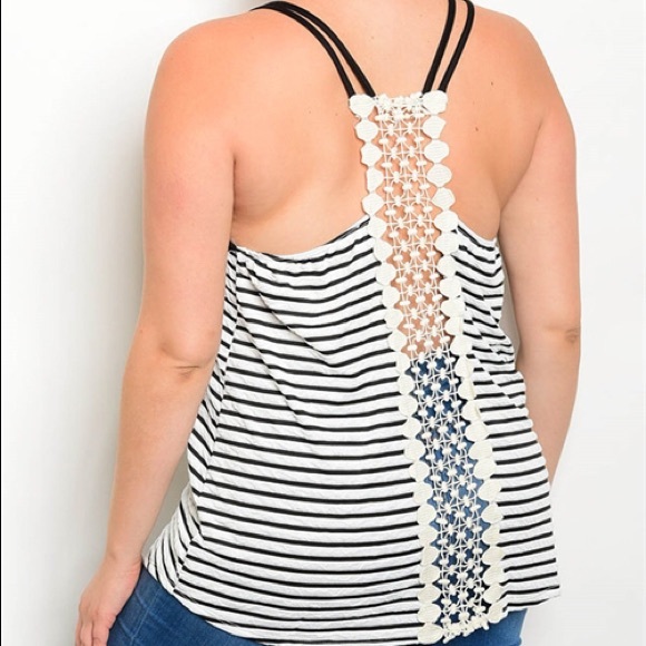 Black & White Striped Tank / Plus Size - Picture 3 of 6
